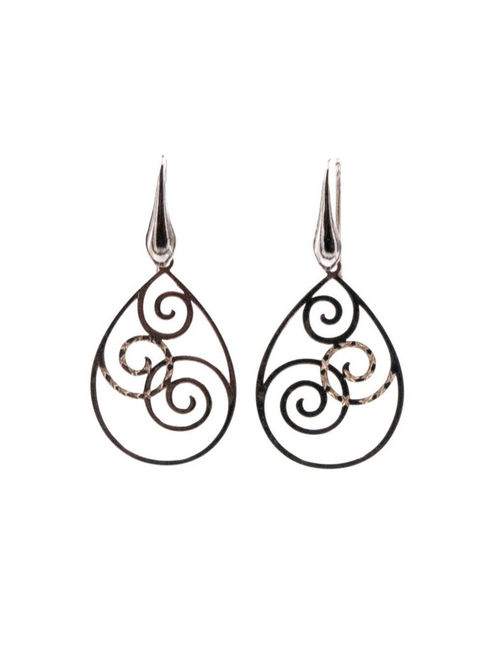 ATI India Sterling Silver 2 Inch Scroll Dangle Earrings